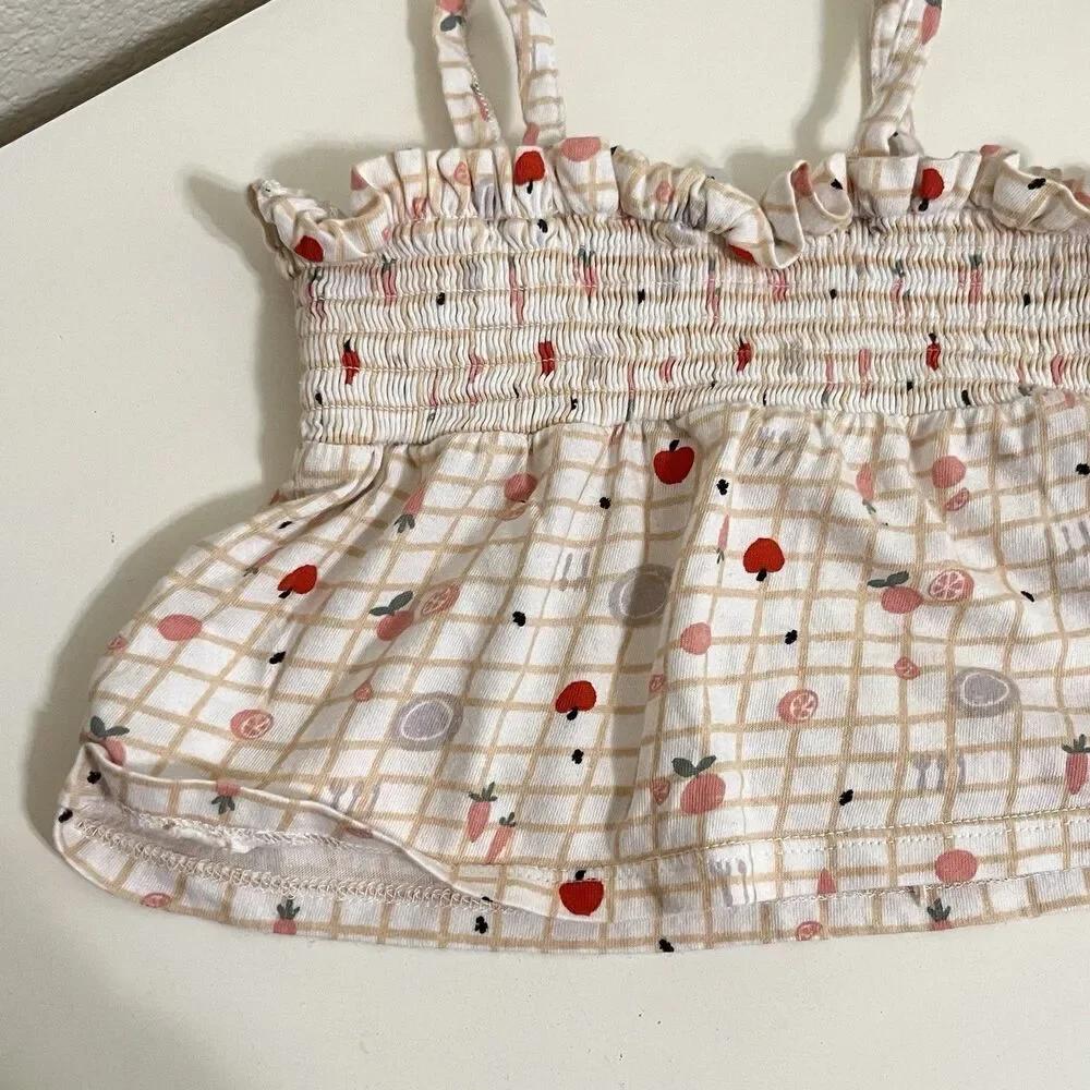 Nordstrom Baby Smocked Tank and Bloomers 2-Pc Set Picnic Fruit Girls SZ 3 Months